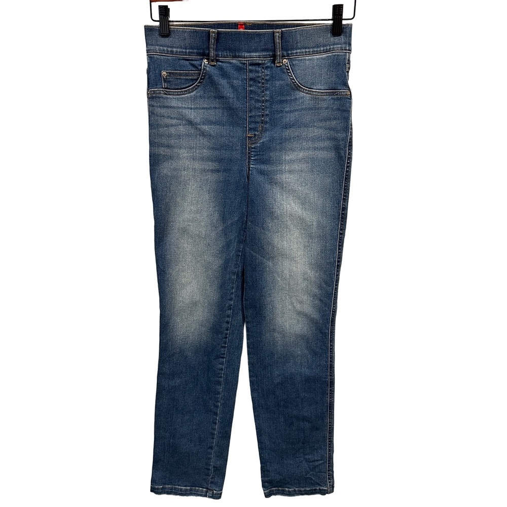 SPANX Indigo Blue Straight Leg Pull On Jeans Slimming Medium Tall